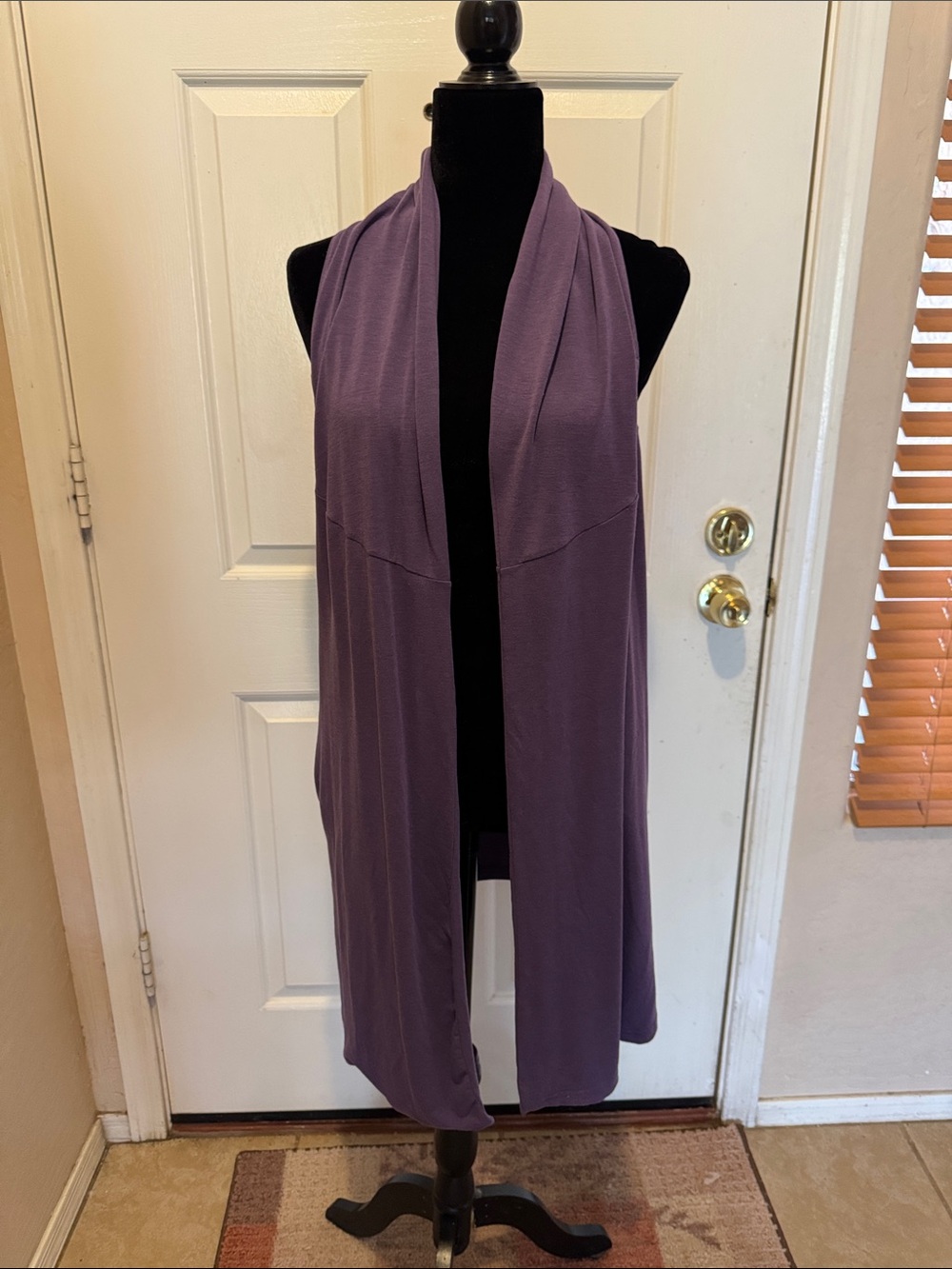 Lucy Sleeveless Open Front Long Vest - Purple